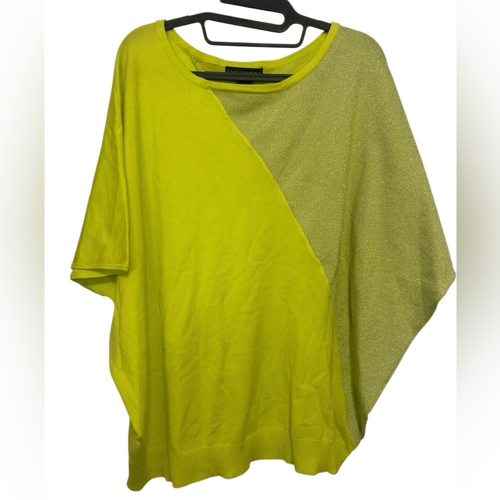 Grace Elements Lime Asymmetrical Short Sleeve Top Size 2X